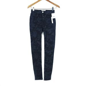 Free People Womens Jeans 26 Regular Black Camo Camouflage High Waisted Skinny